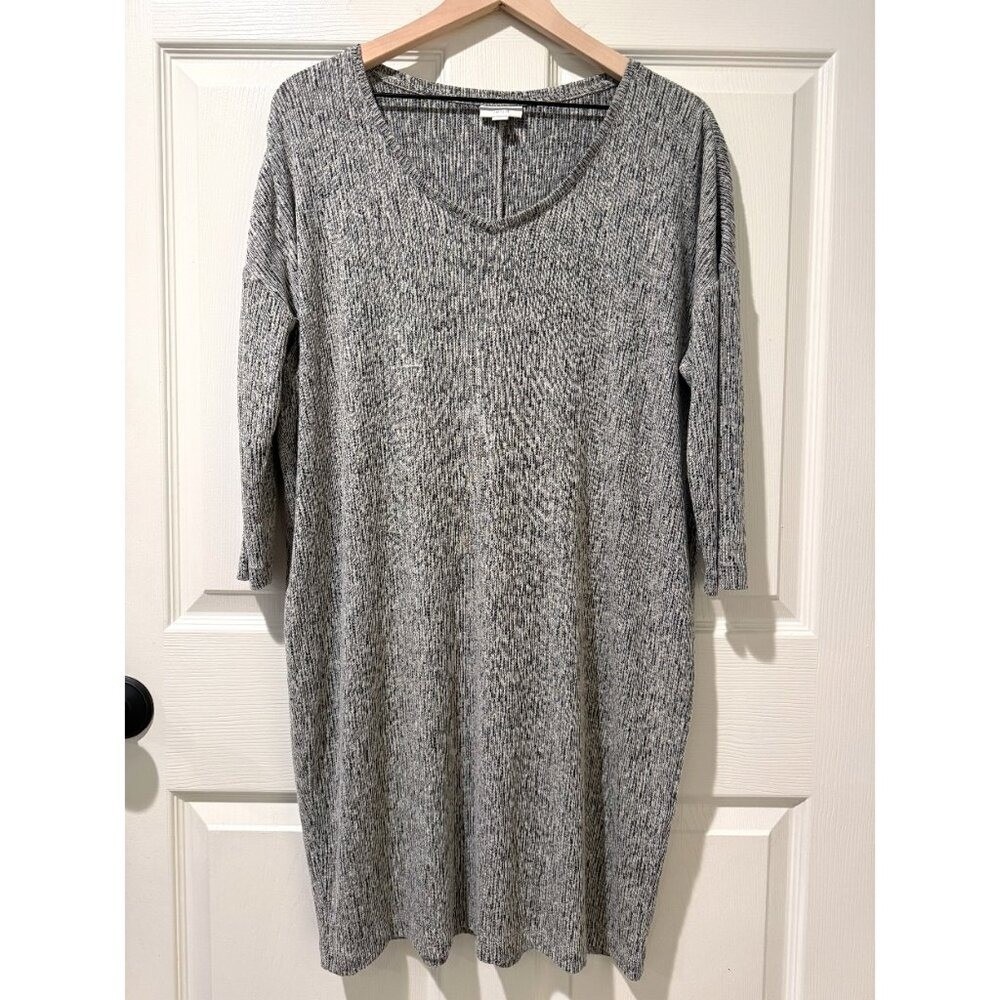 J. Jill Pure Jill Linen Cotton Ribbed Knit Sweater Dress‎ Neutral Minimal Midi M